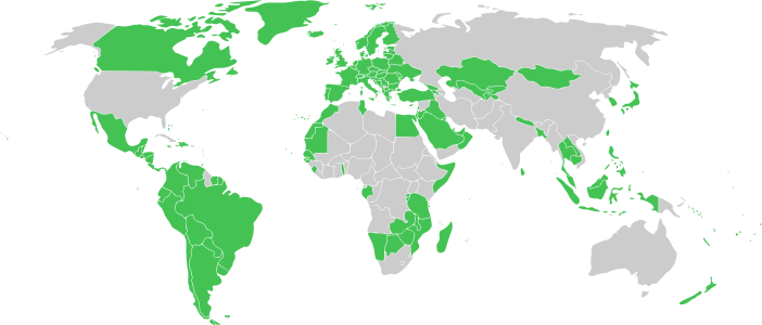 Karte mit der Reisefreiheit eines bulgarischen Pass