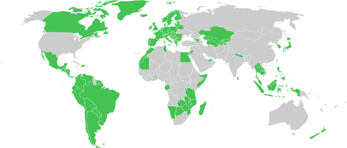 Karte mit der Reisefreiheit eines mexikanischen Passes