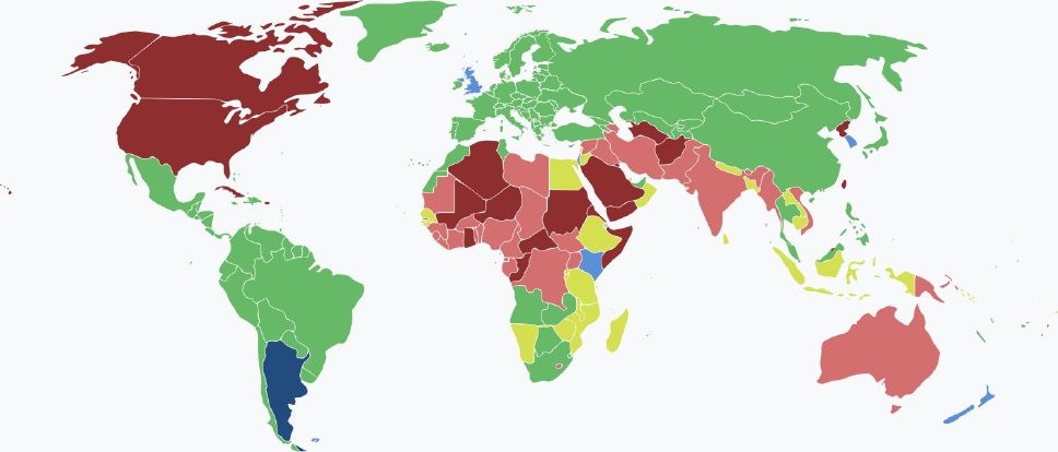 Weltkarte mit den Einreisebestimmungen fรผr argentinische Staatsbรผrger nach Land 2025 โ รbersicht aller Lรคnder Visaarten fรผr argentinische Staatsbรผrger im Jahr 2025 farblich je nach Land und Einreisebestimmungen auf einer Weltkarte markiert.