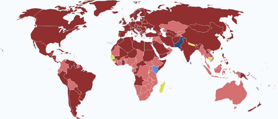 Weltkarte mit den Einreisebestimmungen fรผr pakistanische Staatsbรผrger nach Land 2025 โ รbersicht aller Lรคnder Visaarten fรผr pakistanische Staatsbรผrger im Jahr 2025 farblich je nach Land und Einreisebestimmungen auf einer Weltkarte markiert.